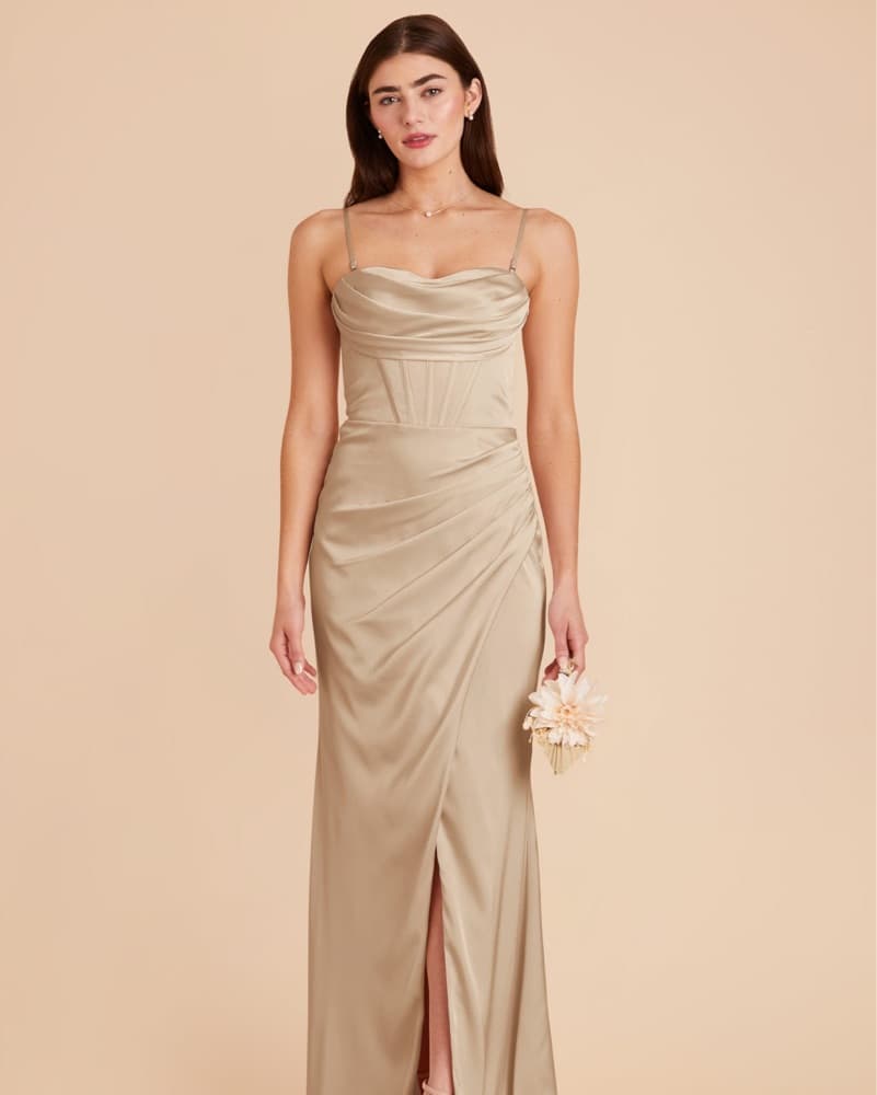 Birdy Grey Matte Satin Bridesmaid Dress - Image 1