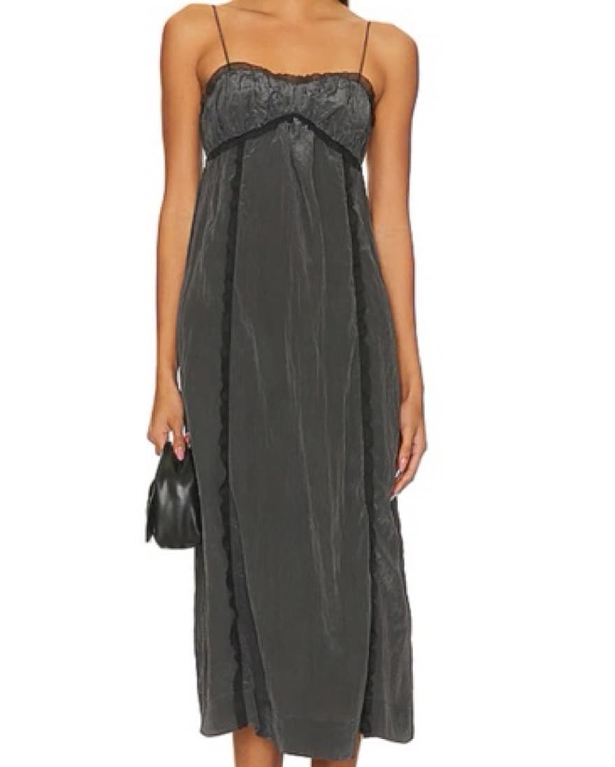 Ganni Midi Dress in Shiny Gray - Image 2