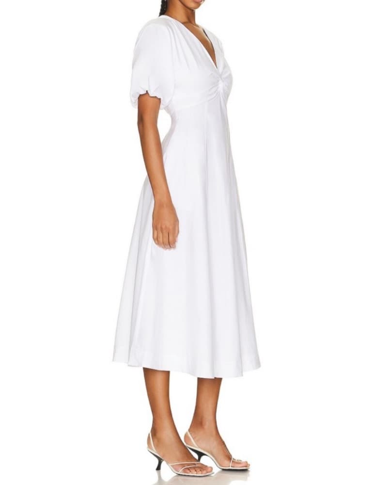 STAUD Finley White Puff Sleeve Dress - Image 2