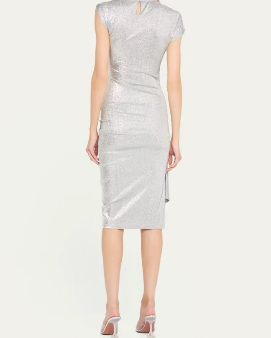 RABANNE Draped Asymmetric Side Snap Midi - Image 3