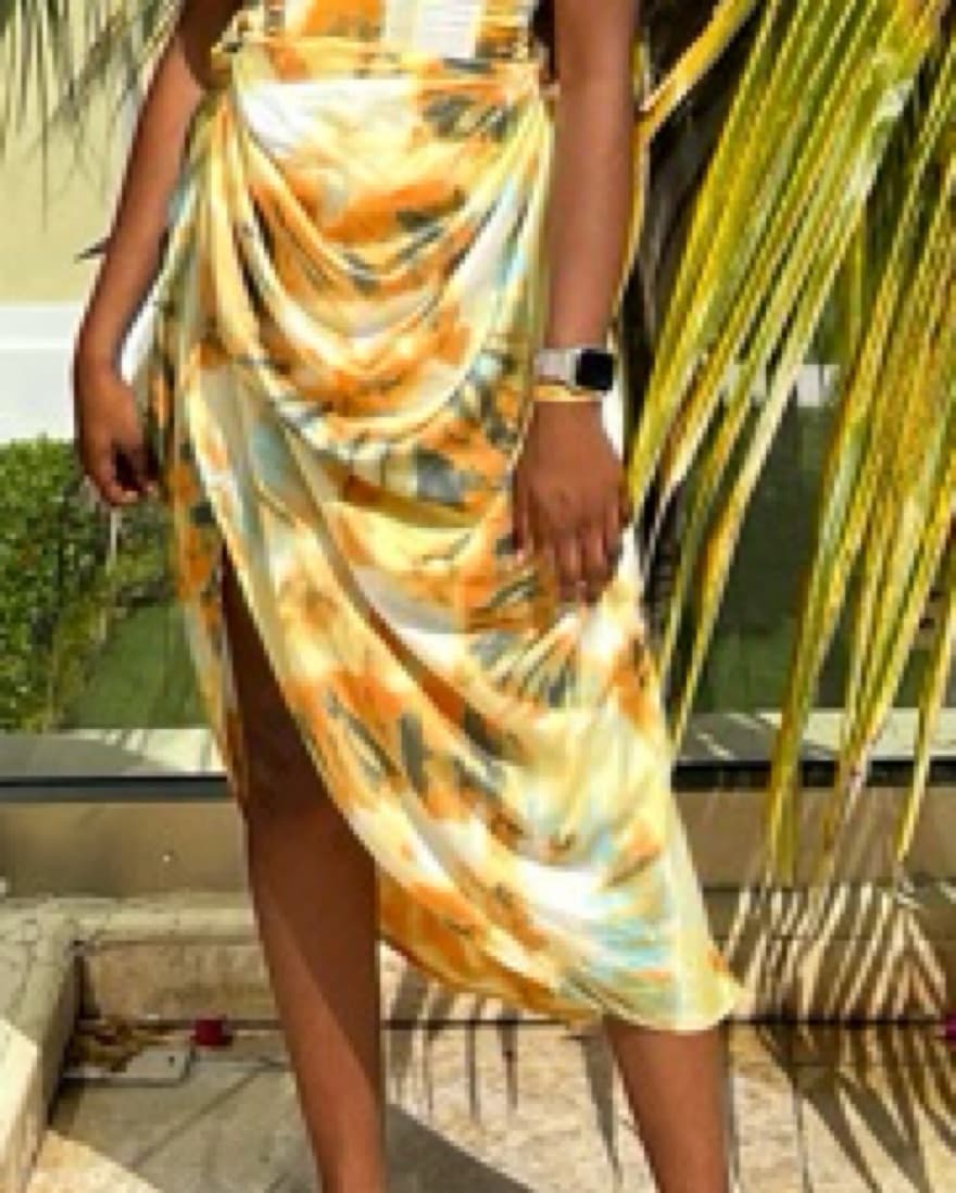  Pretty Little Things Ruched Midi Skirt - Image 1