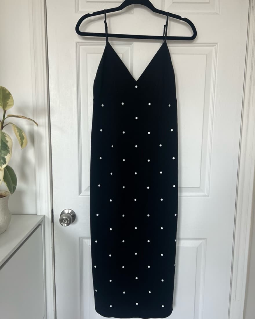 Black Tibi Polka Dot Midi Dress - Image 3