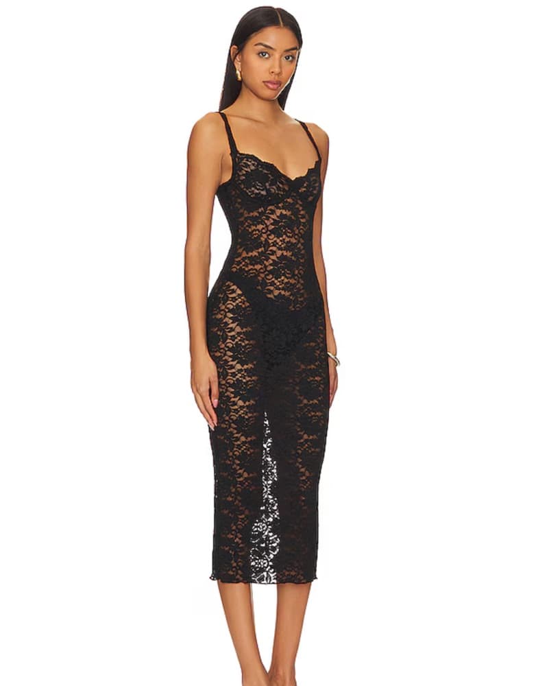 Lace Black Midi Dress - Image 2