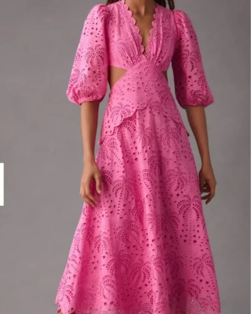 Farm Rio Pink Scalloped Dress  - Image 1