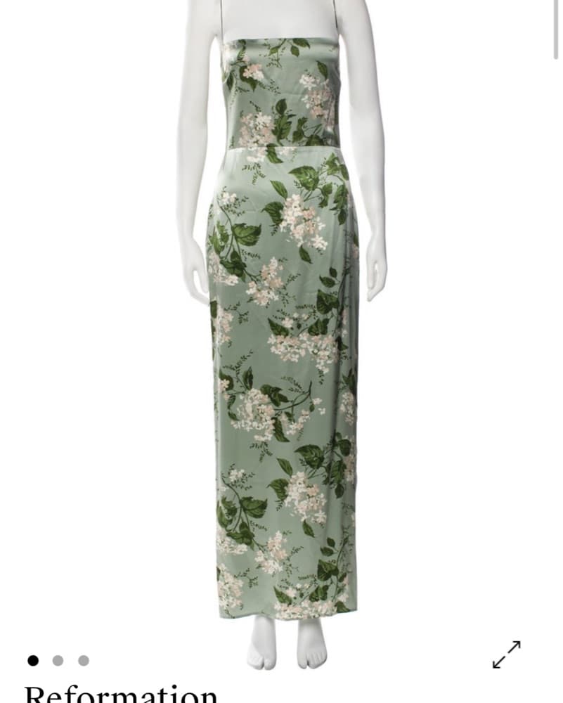 Reformation Green Silk Dress  - Image 1