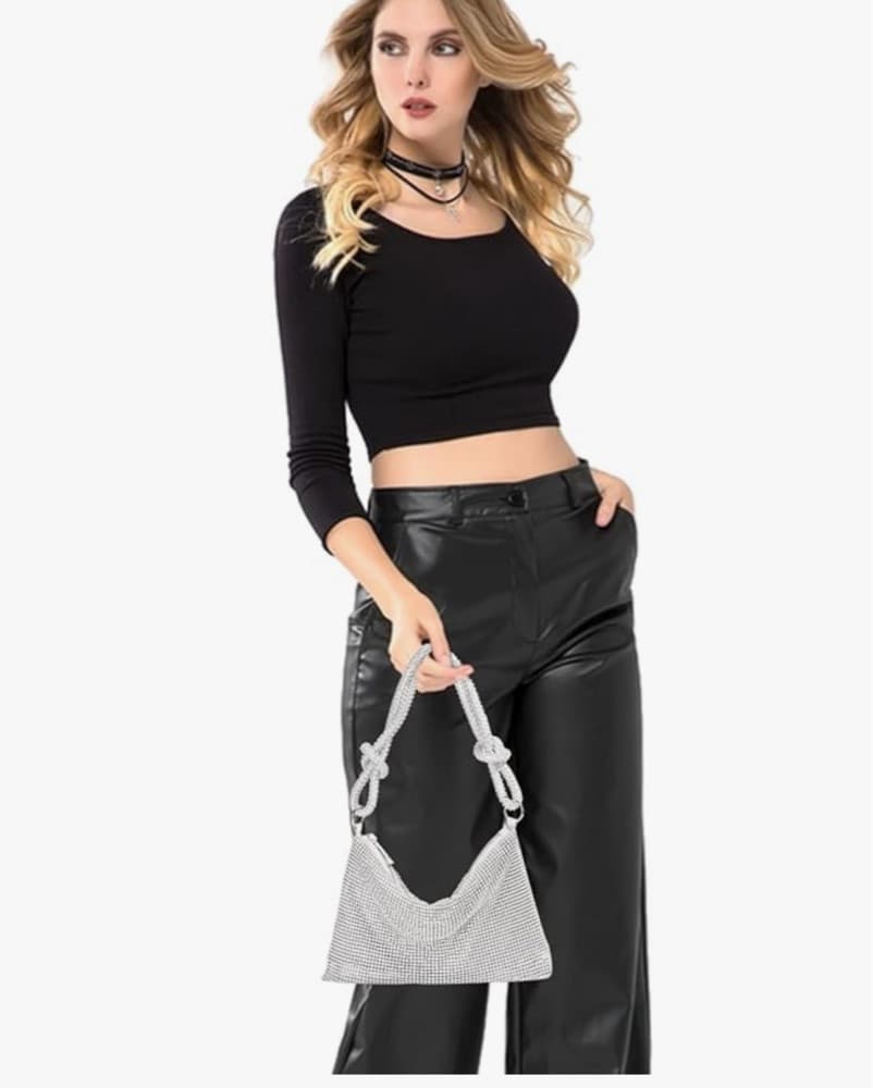Glamorous Silver Rhinestone Bag - Image 2