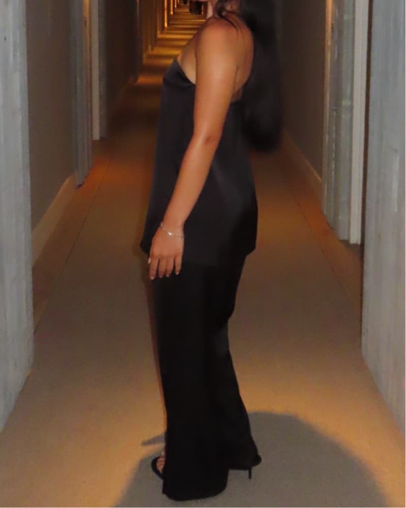 Black Satin Strapless Zara Set - Image 4