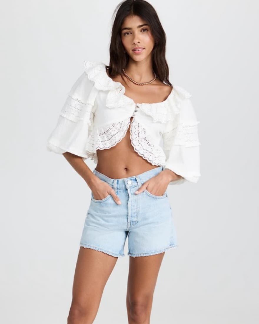 Farm Rio Off-White Crop Top - Image 1