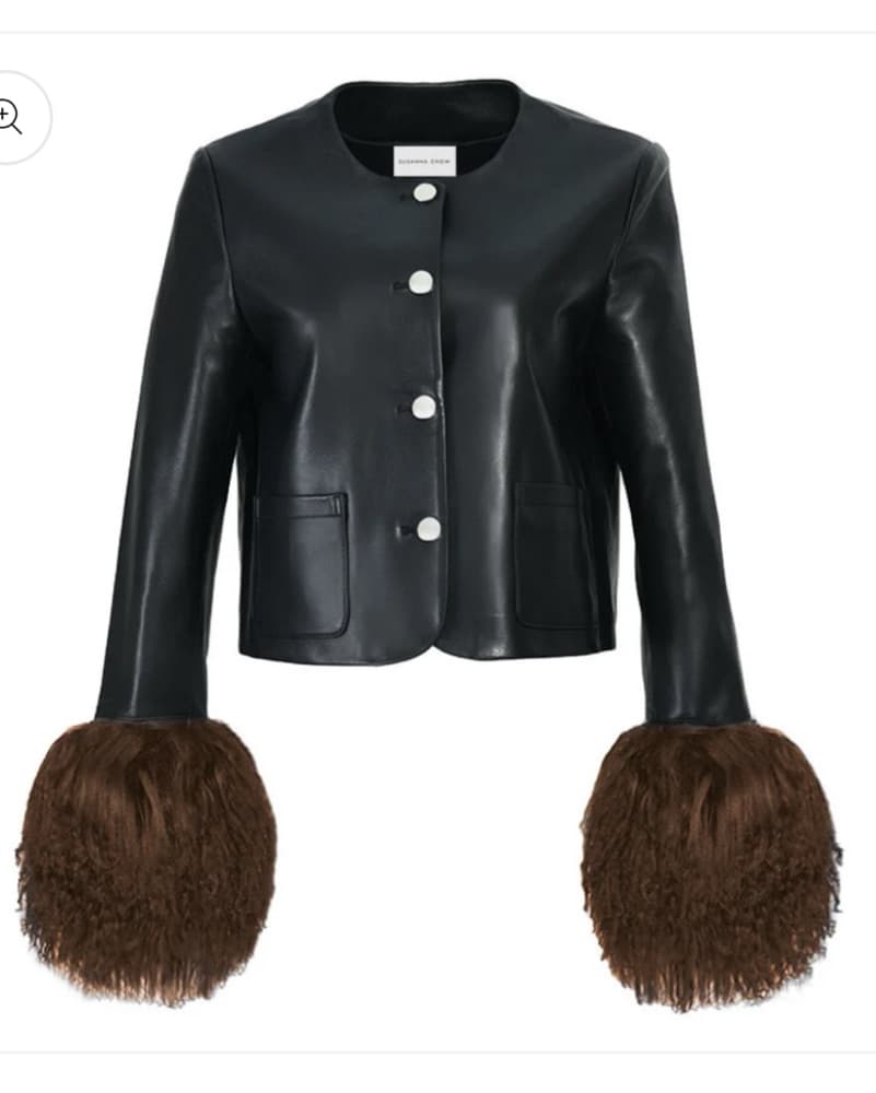 BLACK Susana Chow Shearling Leather Coat - Image 4