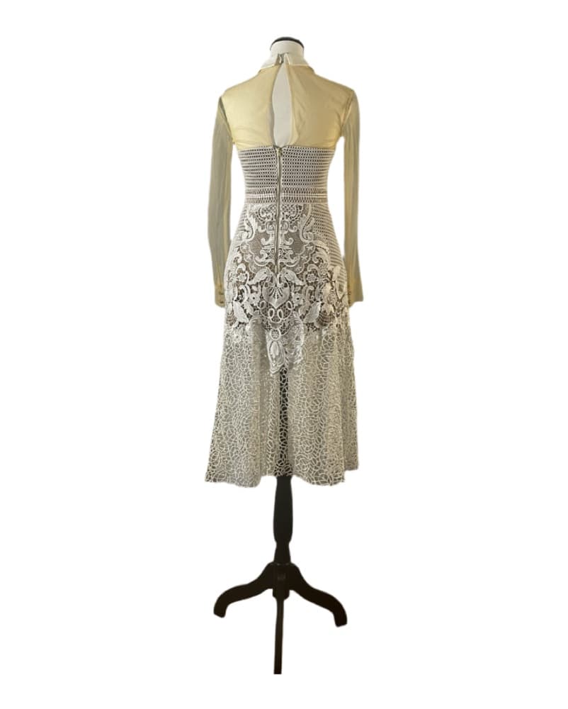 Self-Portrait Beige/White Dress - Image 2