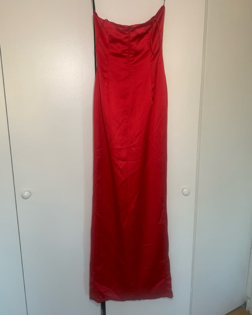 Red Satin Gown W/ Slit - Image 3