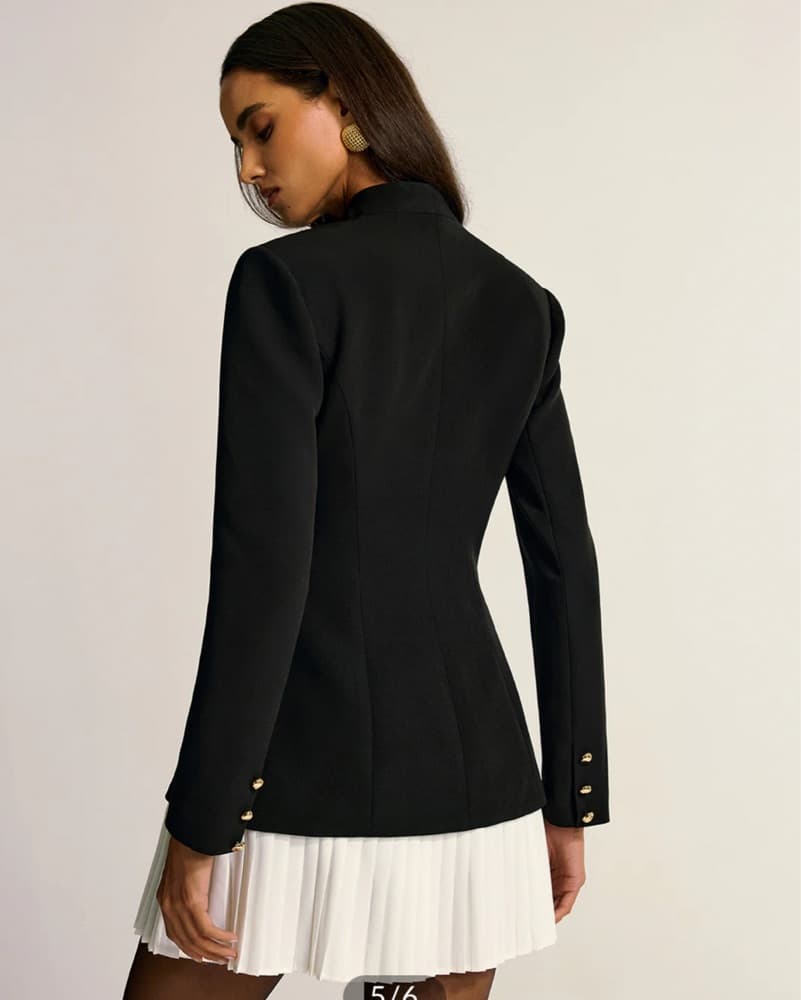 Sophisticated Black Pleated Dress - Image 3