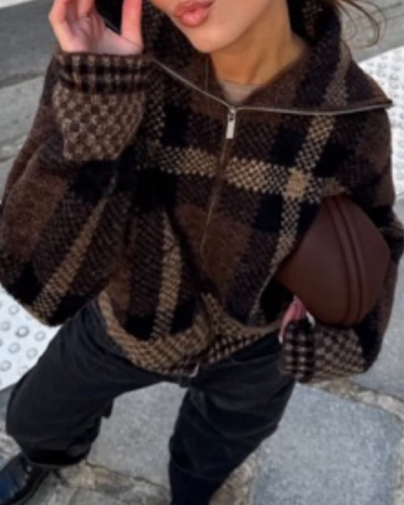 Zara Plaid Sweater  Jacket - Image 2