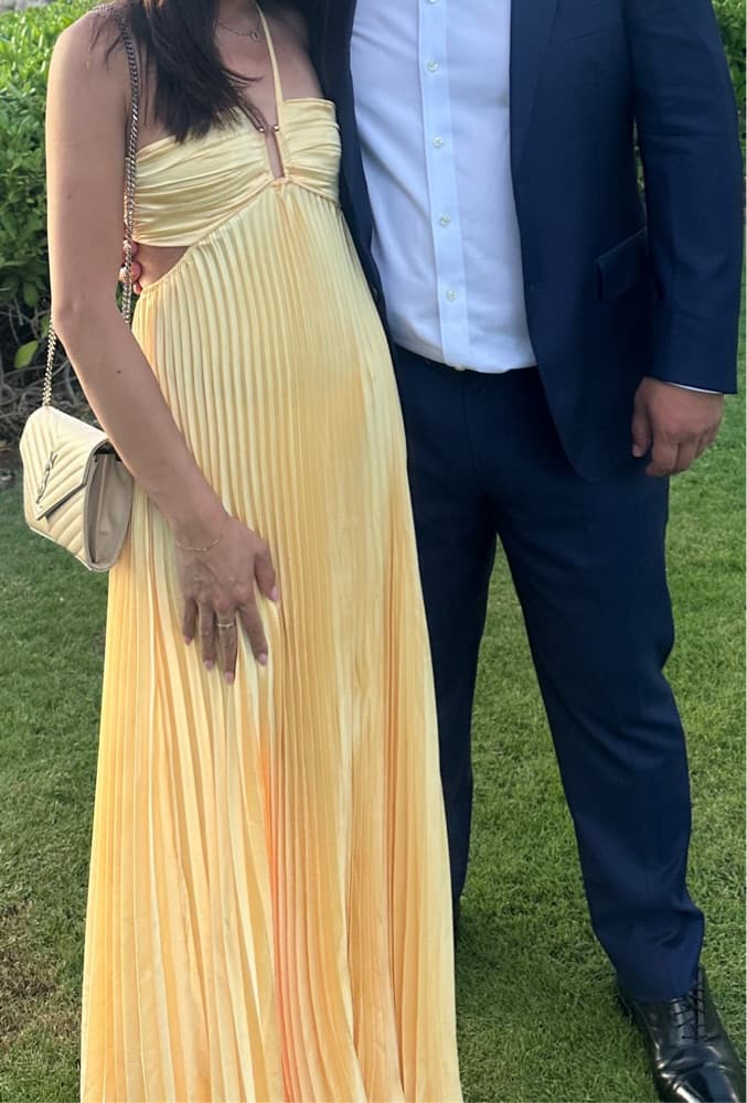 Yellow Floor Length Halter Dress - Image 2