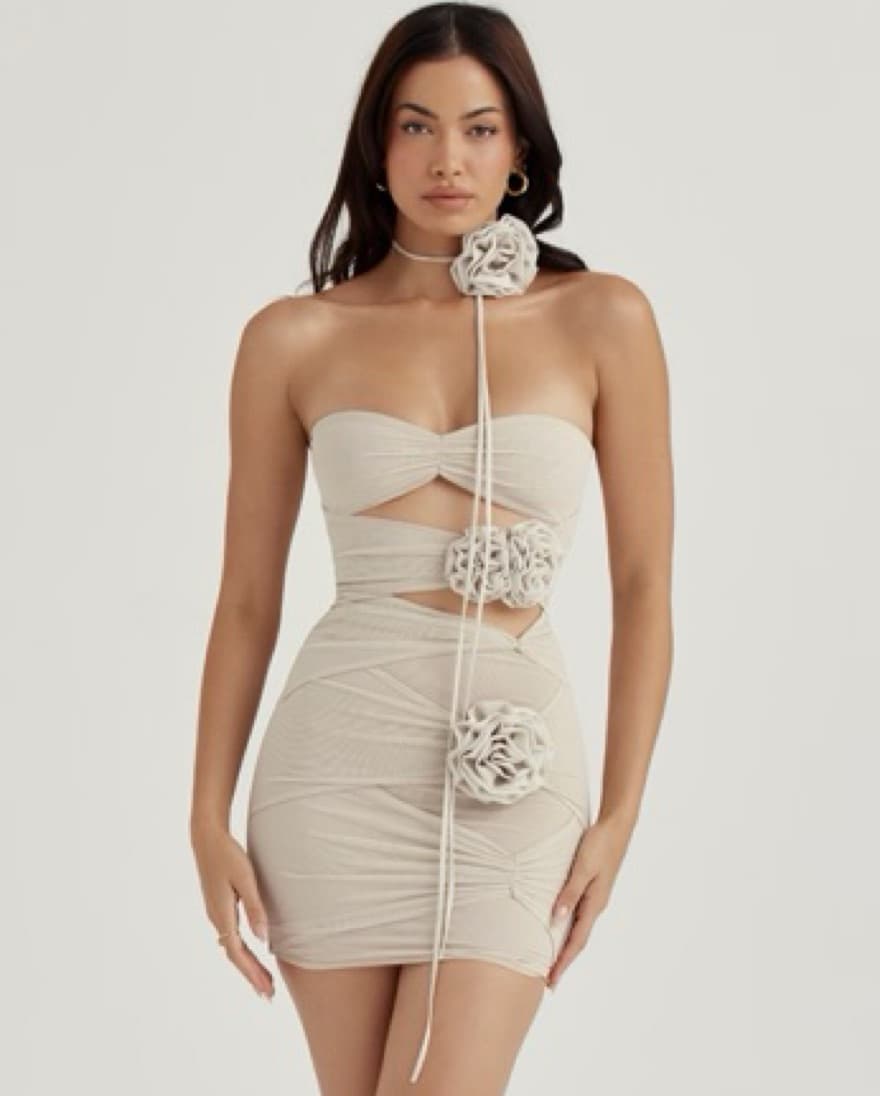 Caterina Fog Floral Embellished Mini  - Image 3