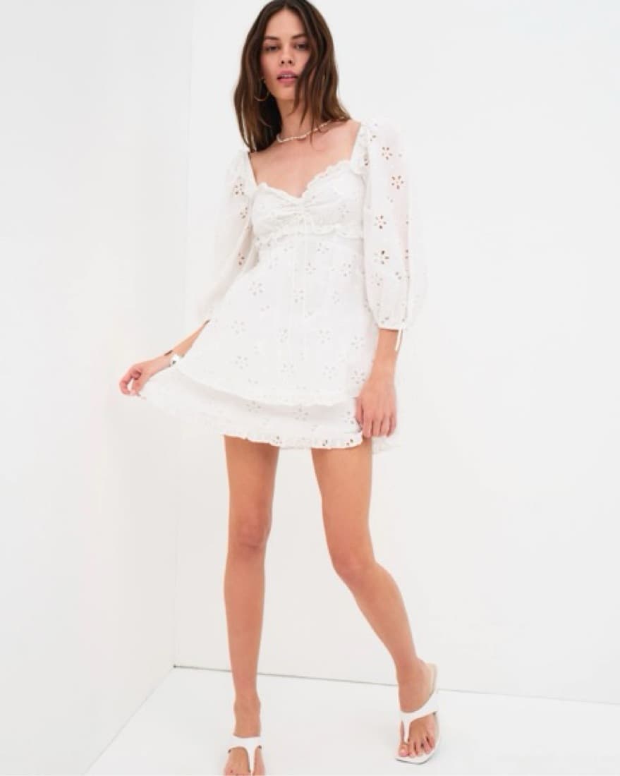 Fletcher mini dress puff sleeve eyelet - Image 3
