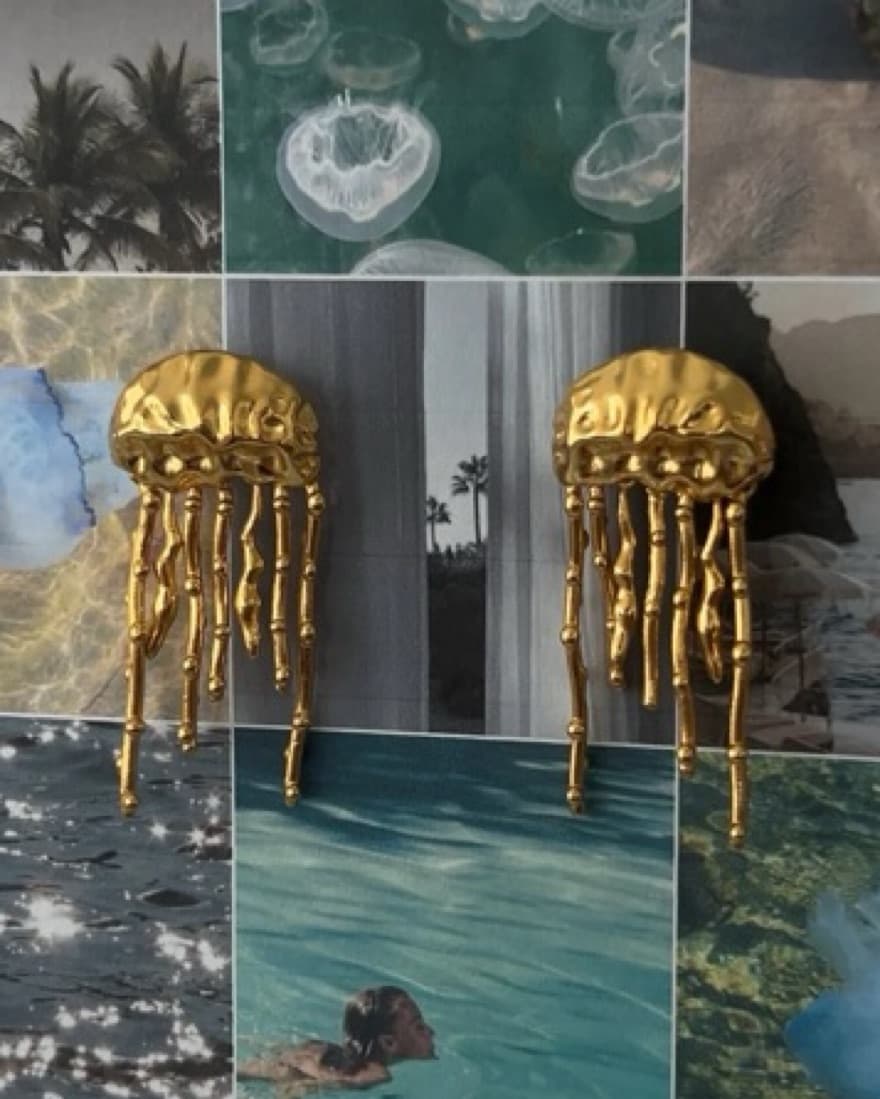 Gold-Plated Jellyfish Earrings - Image 3
