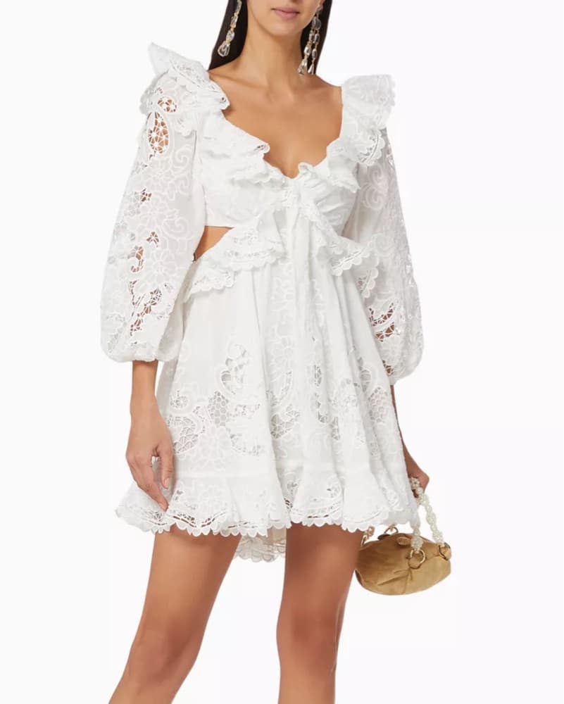 Zimmermann Elegant Lace Ruffle Dress - Image 1
