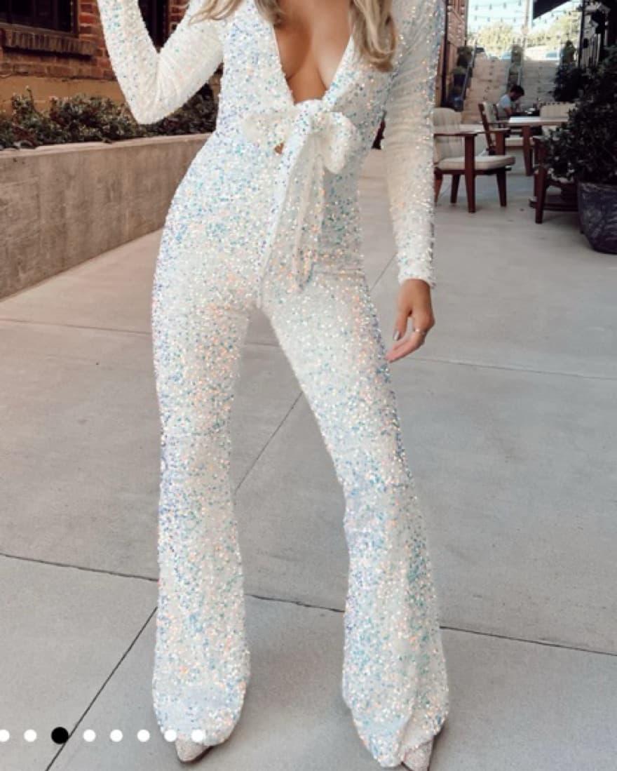 Martina Wrap White Sparkle Jumpsuit - Image 1