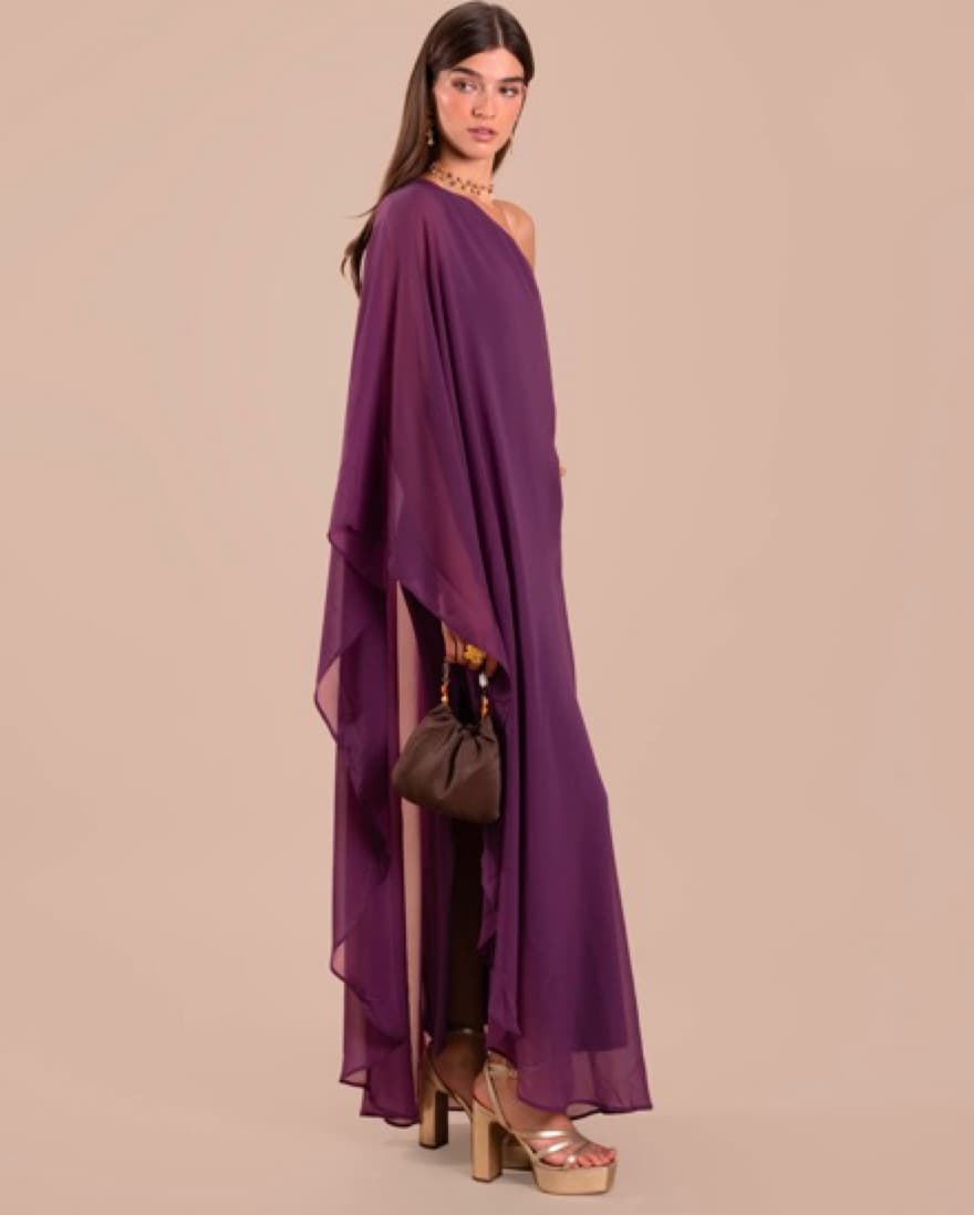 Elegant Purple One-Shoulder Gown - Image 6