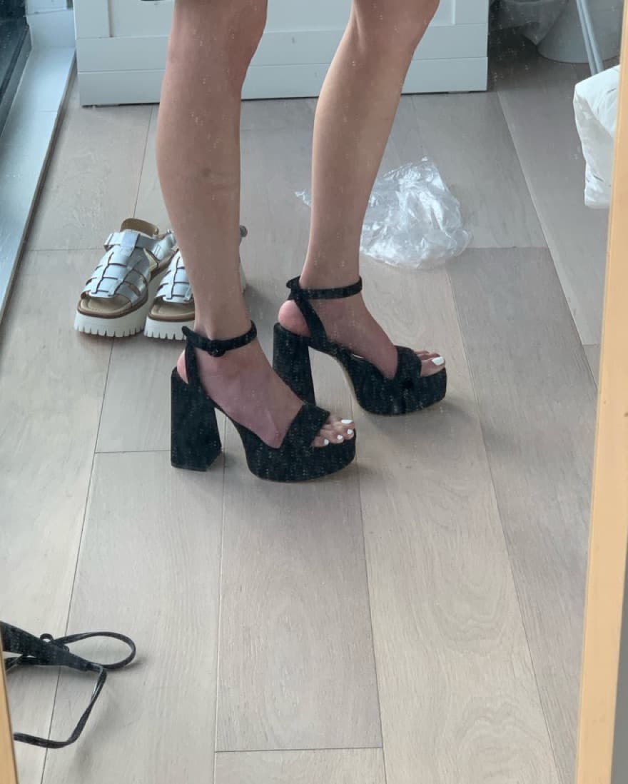 Larroude Dolly Sandals in Black Suede - Image 1
