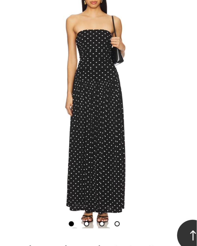 Strapless Maxi Dress in Black Polka Dot - Image 2