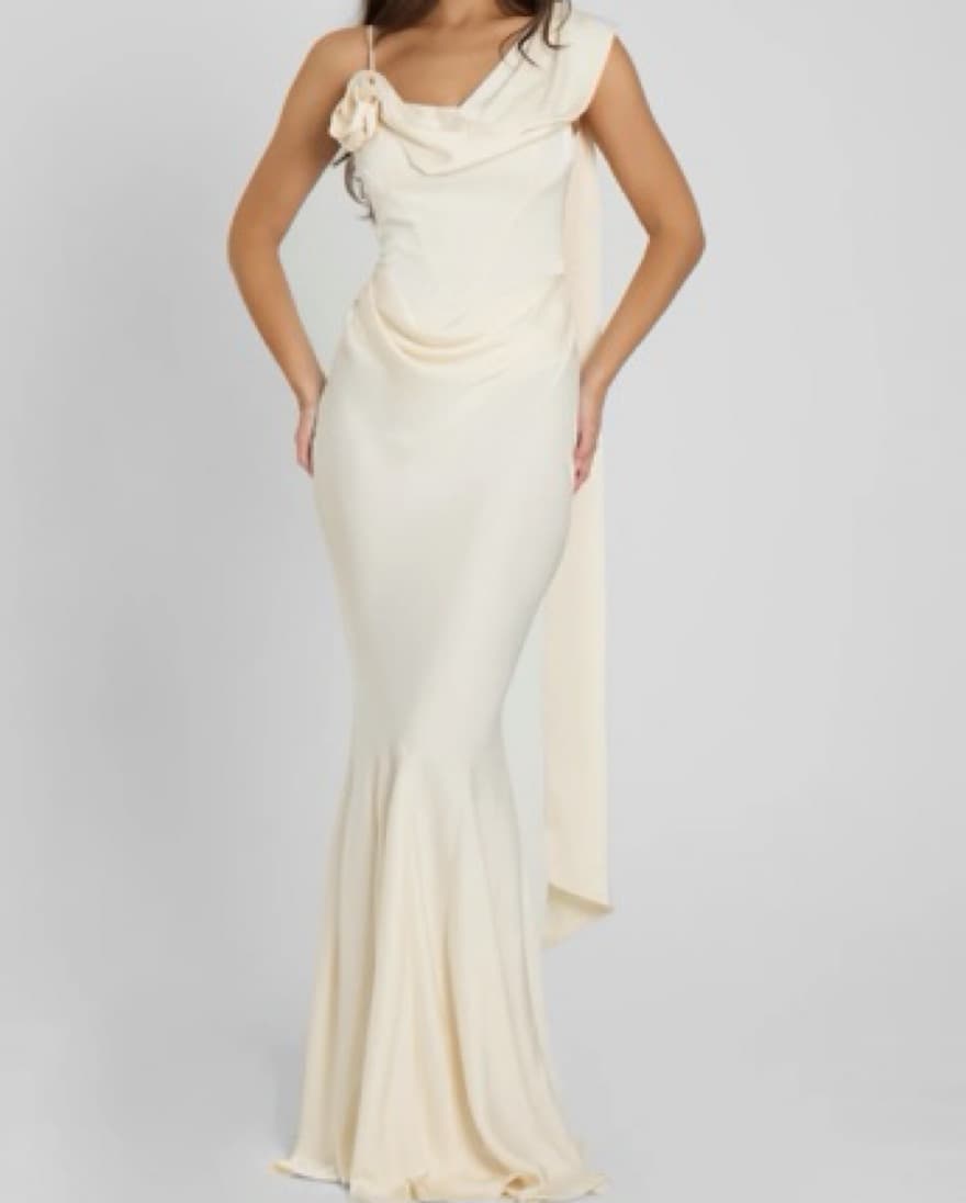 CELINE CORSET DRAPE SATIN GOWN - Image 1