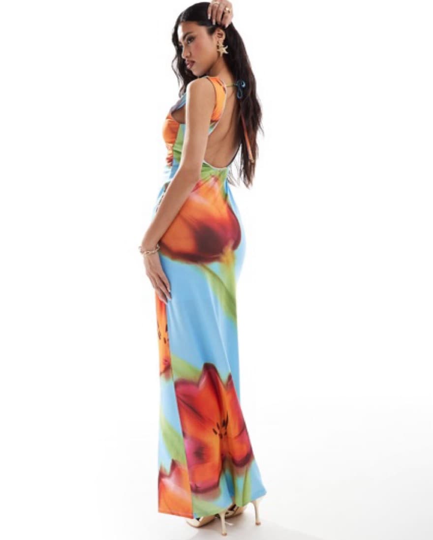 Blue Floral Maxi Dress - Image 3