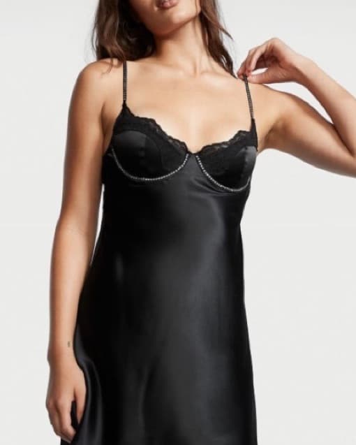 Satin And Lace Embellished Cup Mini Slip - Image 4