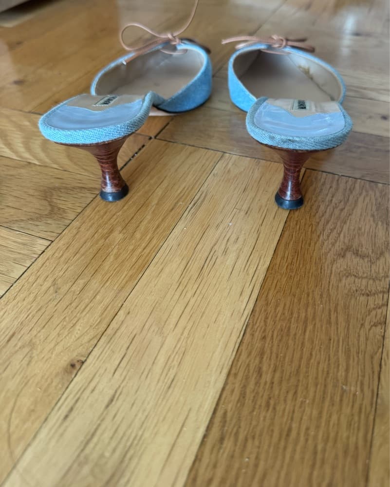 Manolo Blahnik Denim Kitten Heels - Image 4