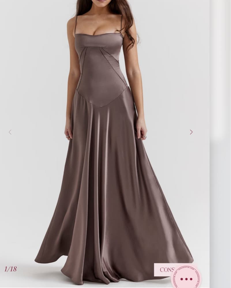 House Of CB Taupe ‘Anabelle’ Silk Dress - Image 2