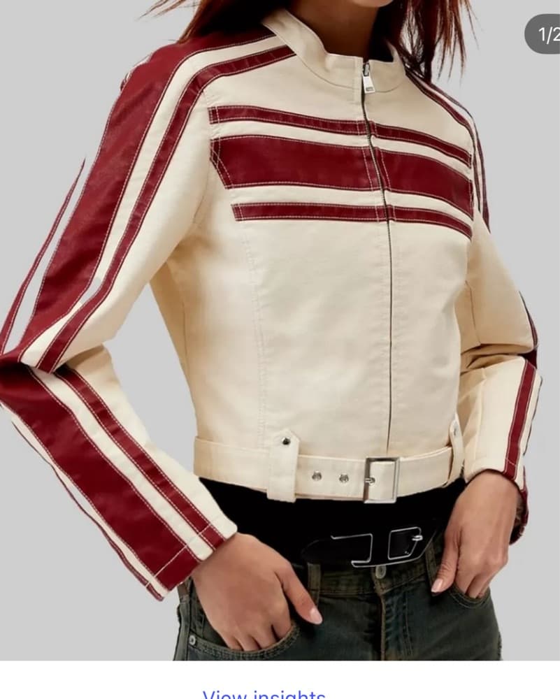 Chic and Striped Biker Jacket - Image 1