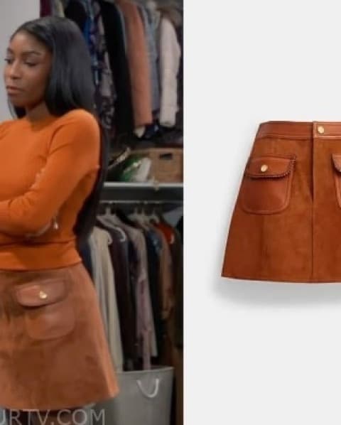 Coach Suede Braided Mini Skirt - Image 3