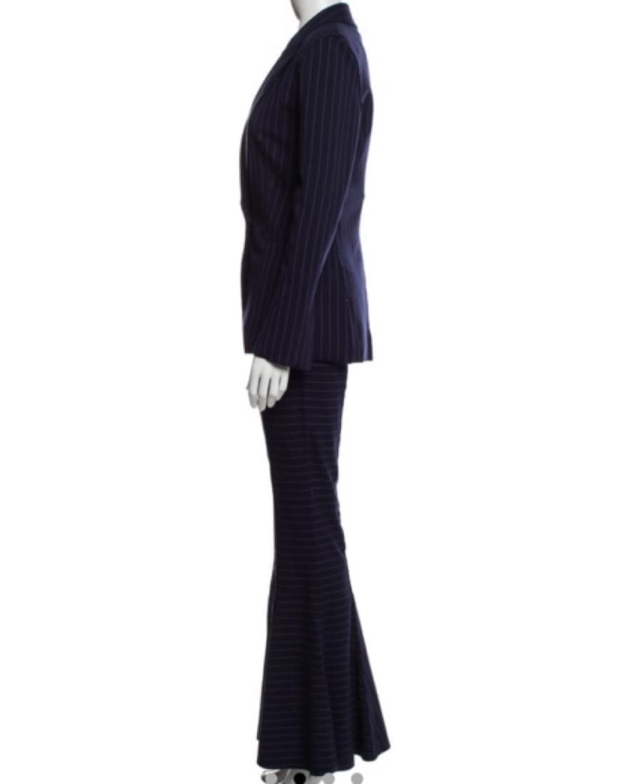 Norma Kamali Striped Navy Pantsuit  - Image 3