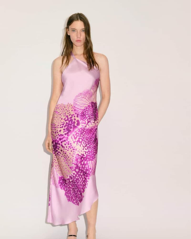 Mango long satin scarf dress - Image 3