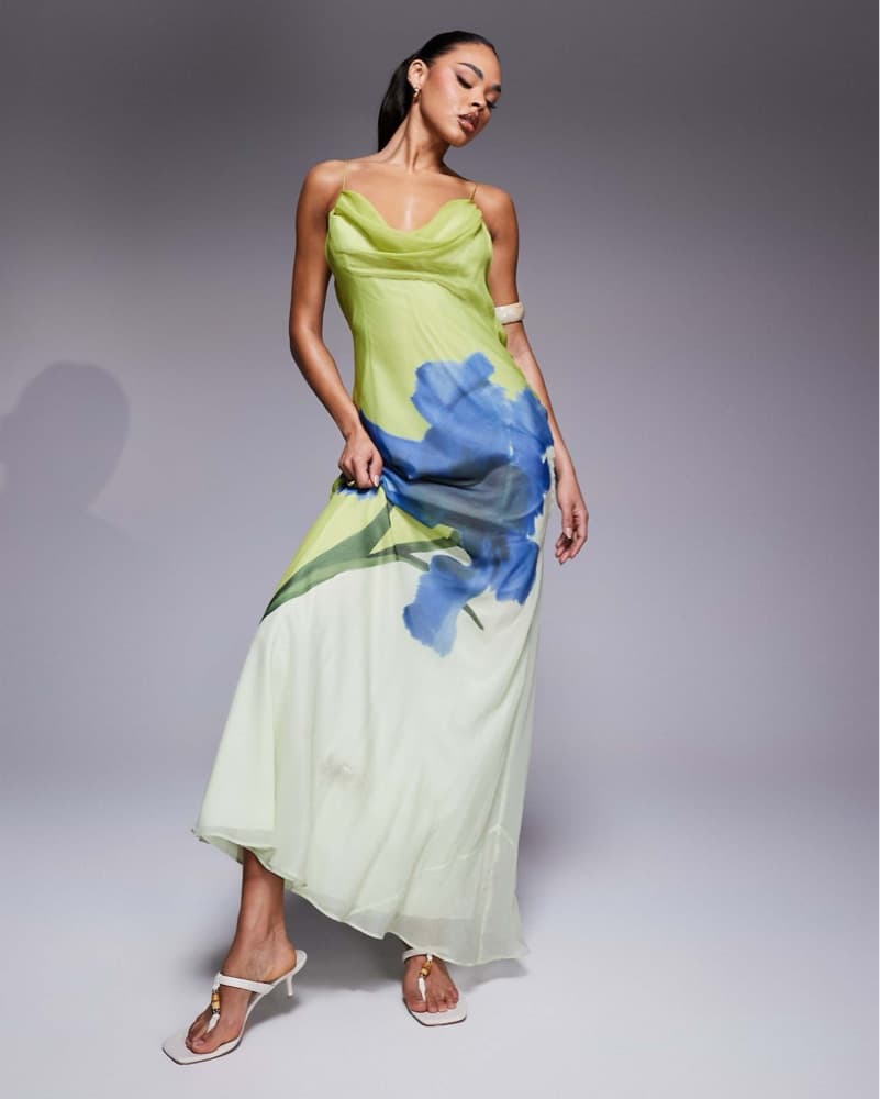 ASOS Neon Floral Maxi Dress - Image 1