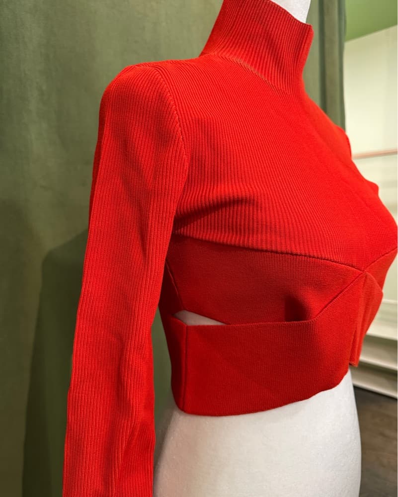 Dion Lee Cropped Wrap Ribbed Sweater - Image 2