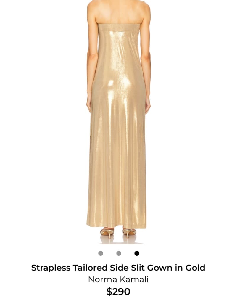 Strapless Tailored Side Slit Gown Gold - Image 2