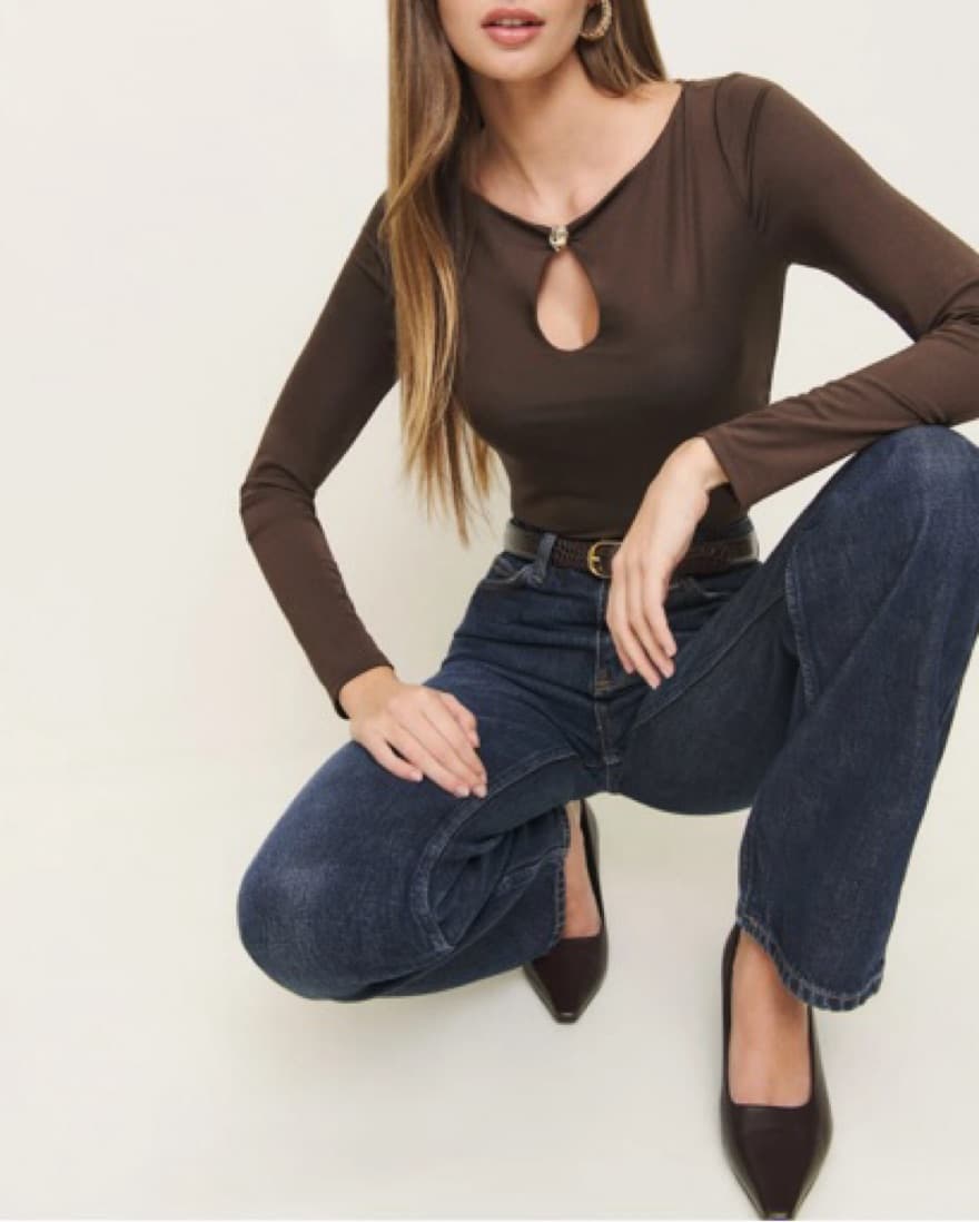 reformation brown aubrey knit top - Image 2