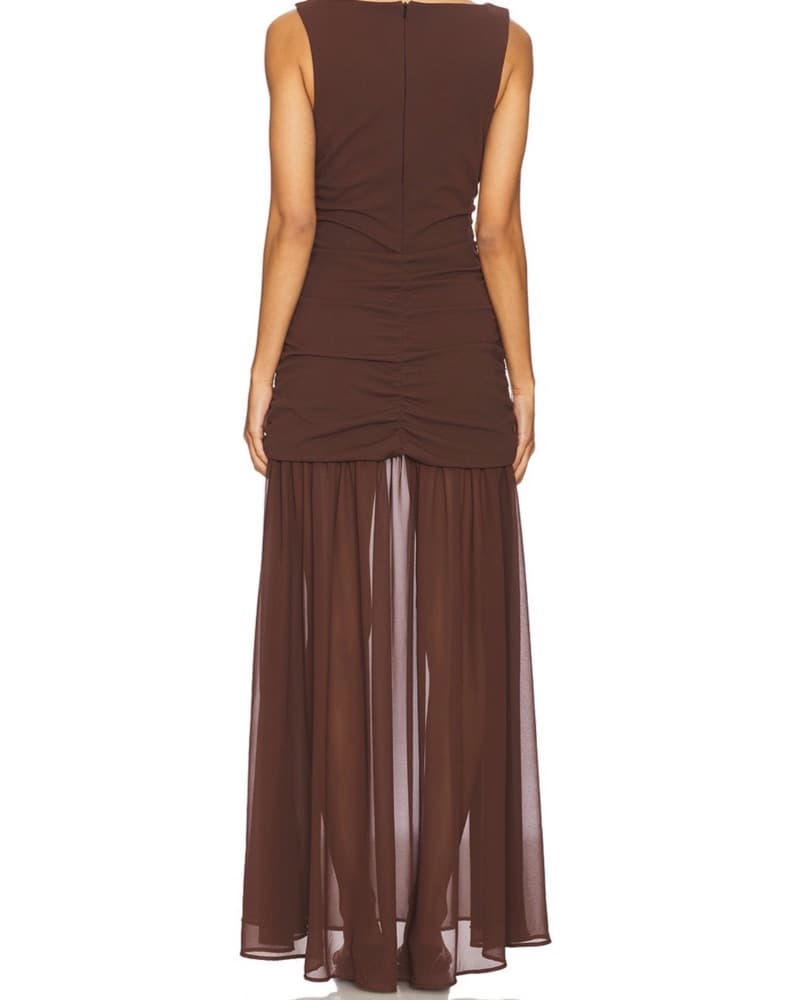 Brown High Neck Maxi Dress - Image 3