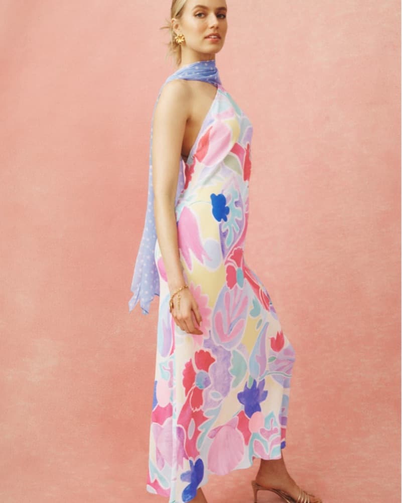 Vibrant Floral Halter Dress - Image 1
