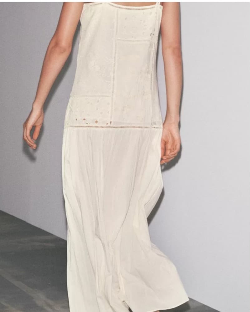 Zara White Embroidered Maxi Dress - Image 2