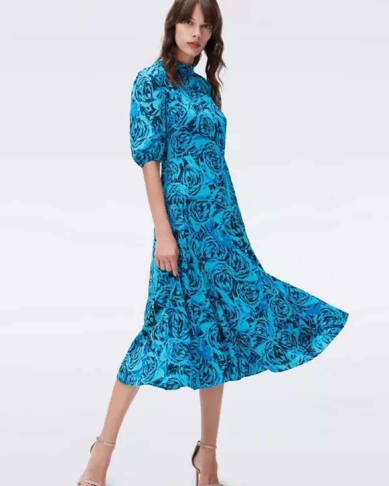 Diane Von Furstenberg Blue Floral Midi - Image 1