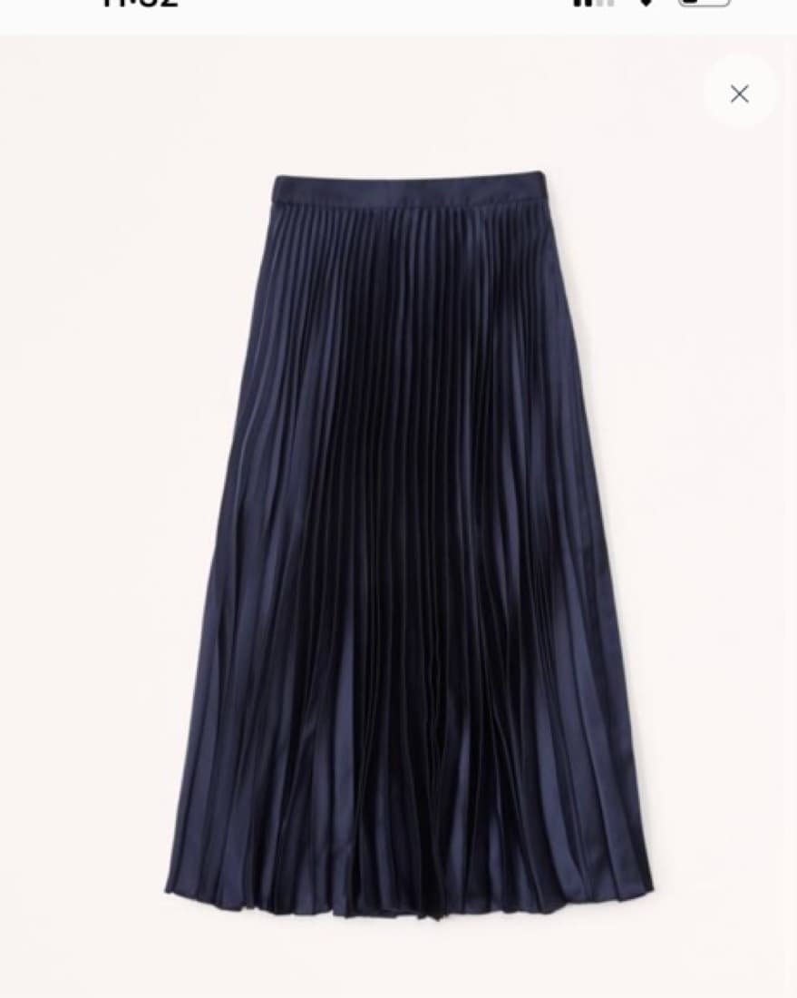 Abercrombie Navy Satin Pleated Skirt  - Image 2