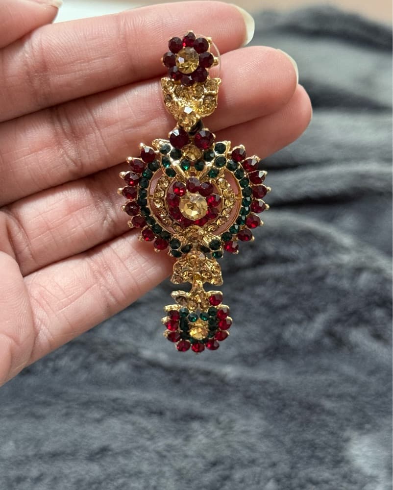 Regal Rhinestone Chandelier Earrings - Image 2