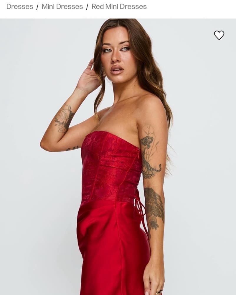 Jenevieve Strapless Drape Mini Dress Red - Image 2