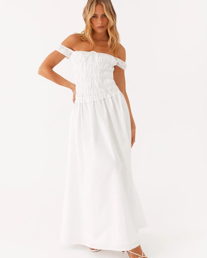 Off The Shoulder White Maxi Dress  - Image 3