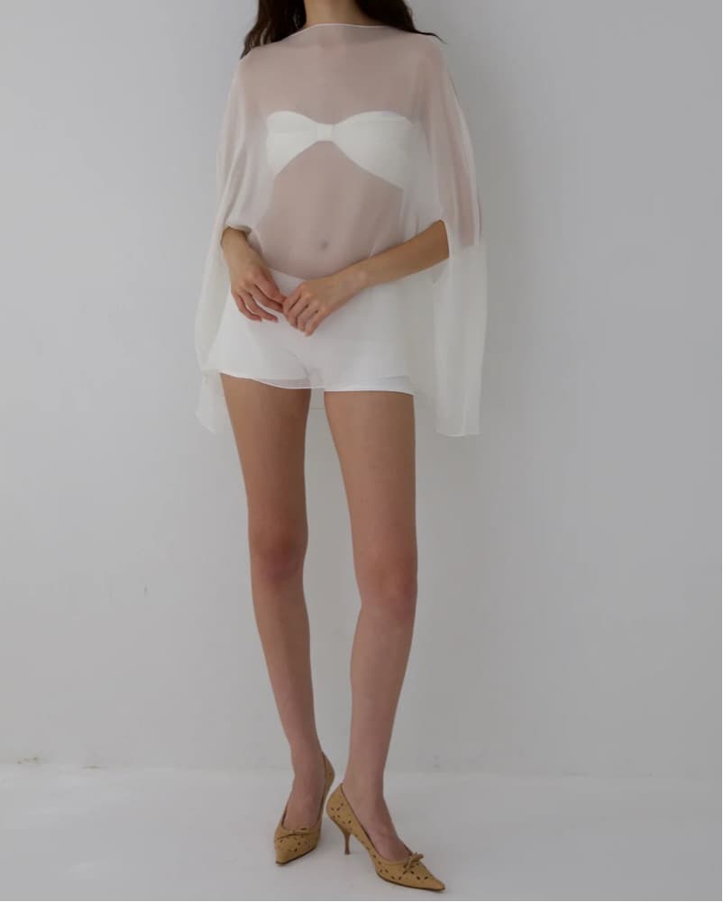 Buci Ibis Poncho Set in Ivory - Image 1