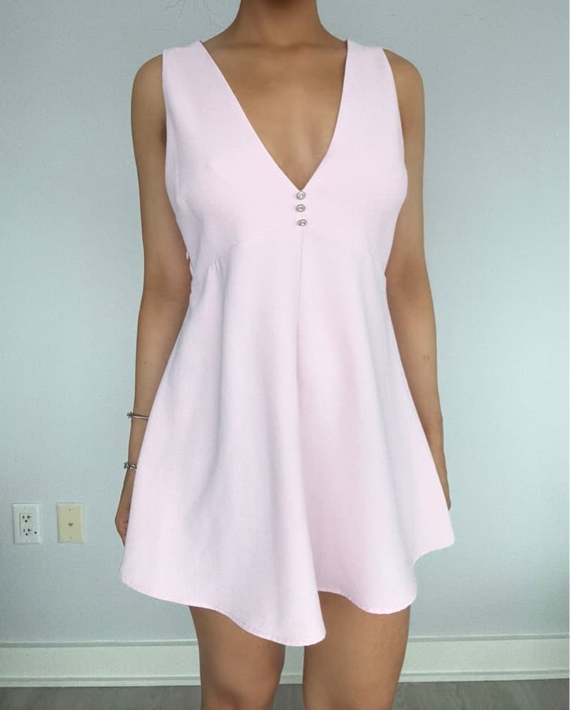Chic Pink Satin Mini Dress - Image 1