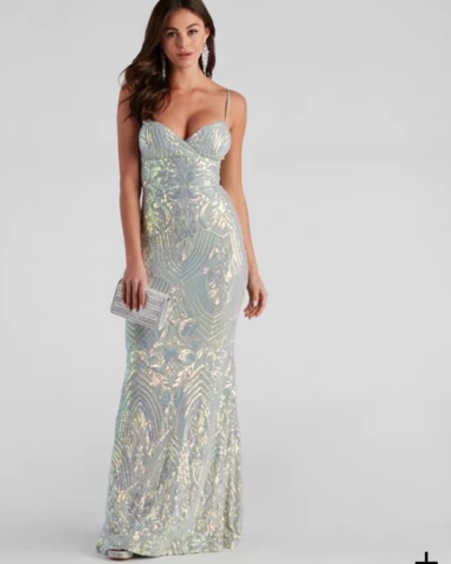 light blue sequin tight fit formal dres - Image 5